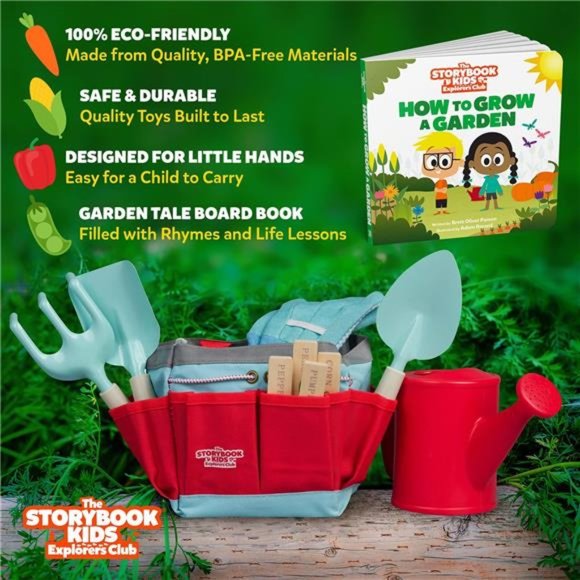 Matching Board Book-Kids Gardening tools Set Includes Sturdy Tote Bag - Picture 2 of 6